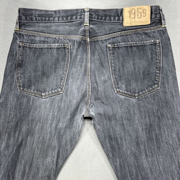 Gap Jeans 1969 Mens 33x30 Gray Low Straight American Grunge Goth Emo Dark Denim - Picture 7 of 11